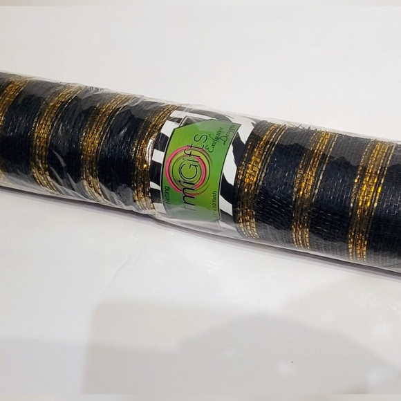 Decorative Trim Netting Black & Gold 21" x 10 Yards - Picture 1 of 7